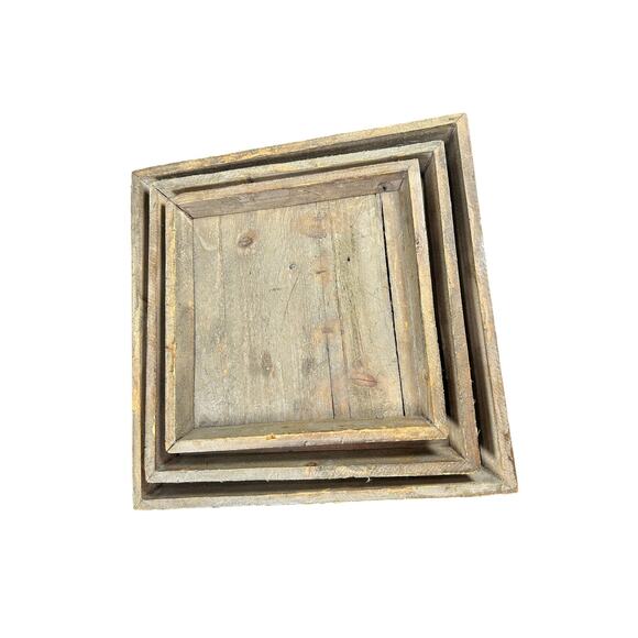 Vintage Set of 3- Lightweight Nesting Wooden Table Tray- Accent Decor- Rustic - Picture 2 of 6